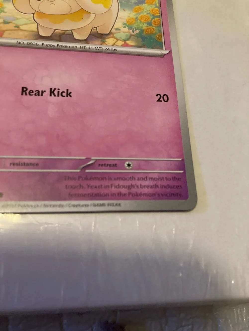 Pokemon Fidough Pink and Yellow Trading Card